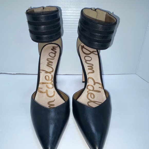 Sam Edelman | Black | Stiletto with Ankle Strap | Gold Buckle | 8.5 - Picture 3 of 16